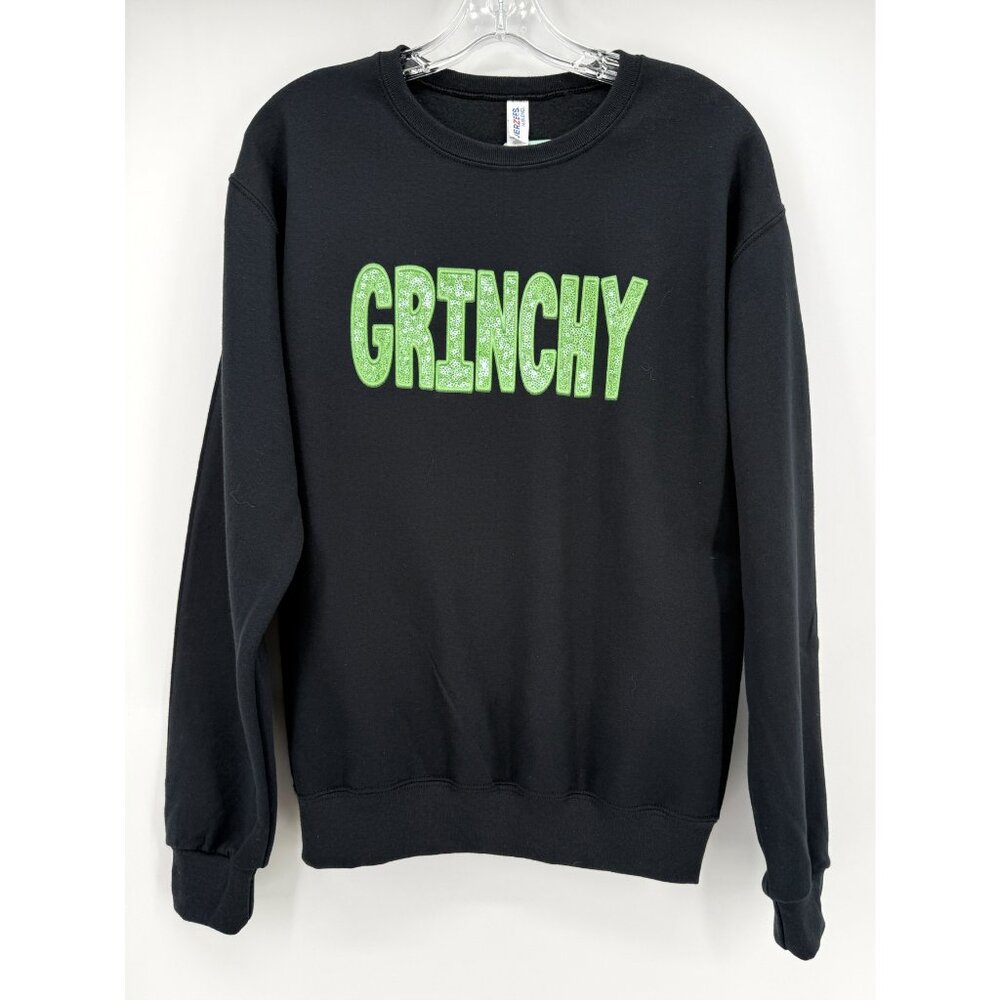 Grinchy Screen Print Black Sweatshirt NEW S - Picture 2 of 7